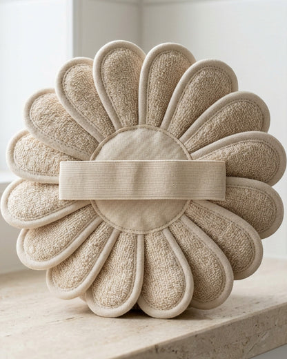 Hdkwv Cotton Terry Petal Wash Ball Oatmeal - Lifestyle view