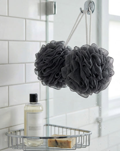 Hdkwv Dual Texture Bath Pouf Charcoal 2 Pack