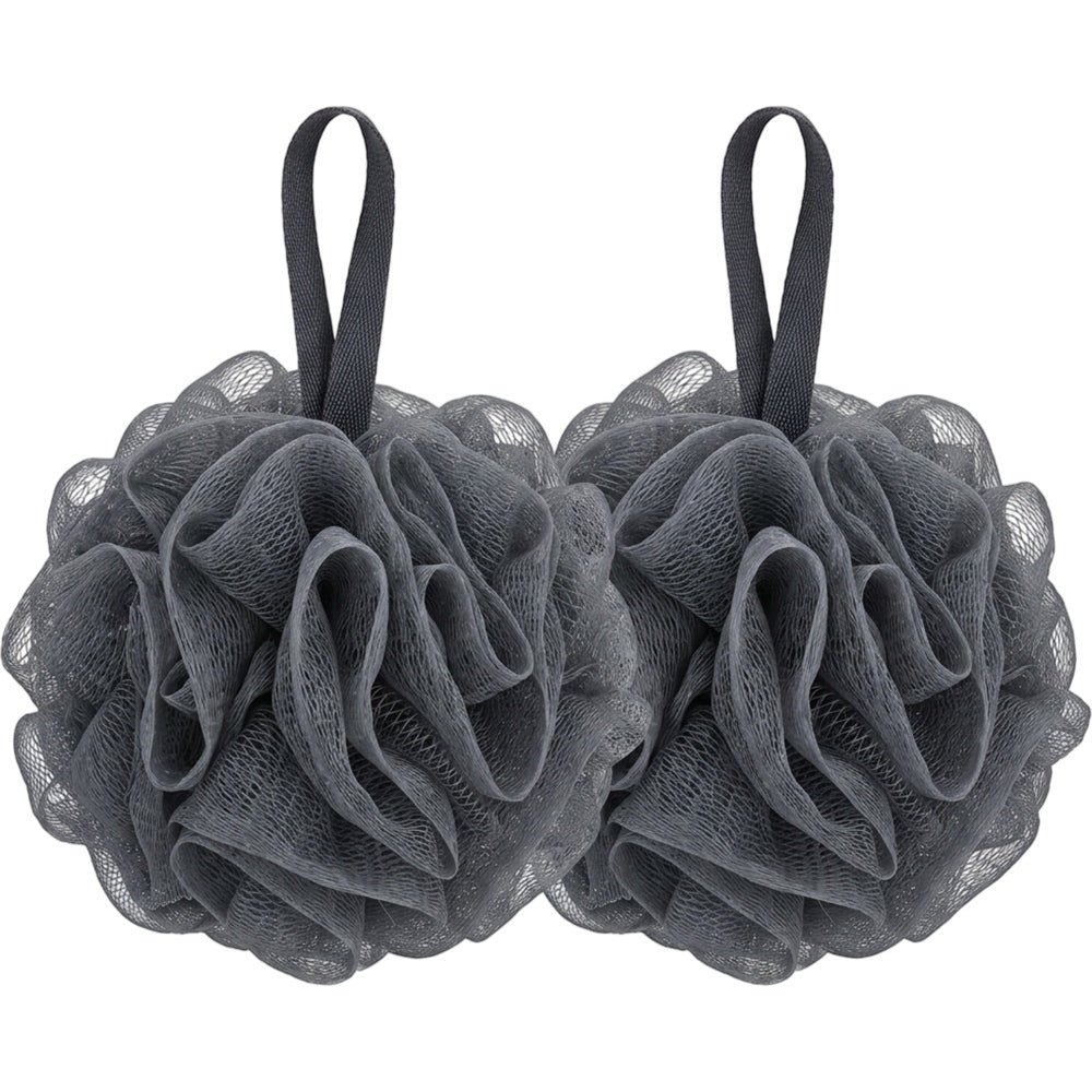 Hdkwv Dual Texture Bath Pouf Charcoal 2 Pack