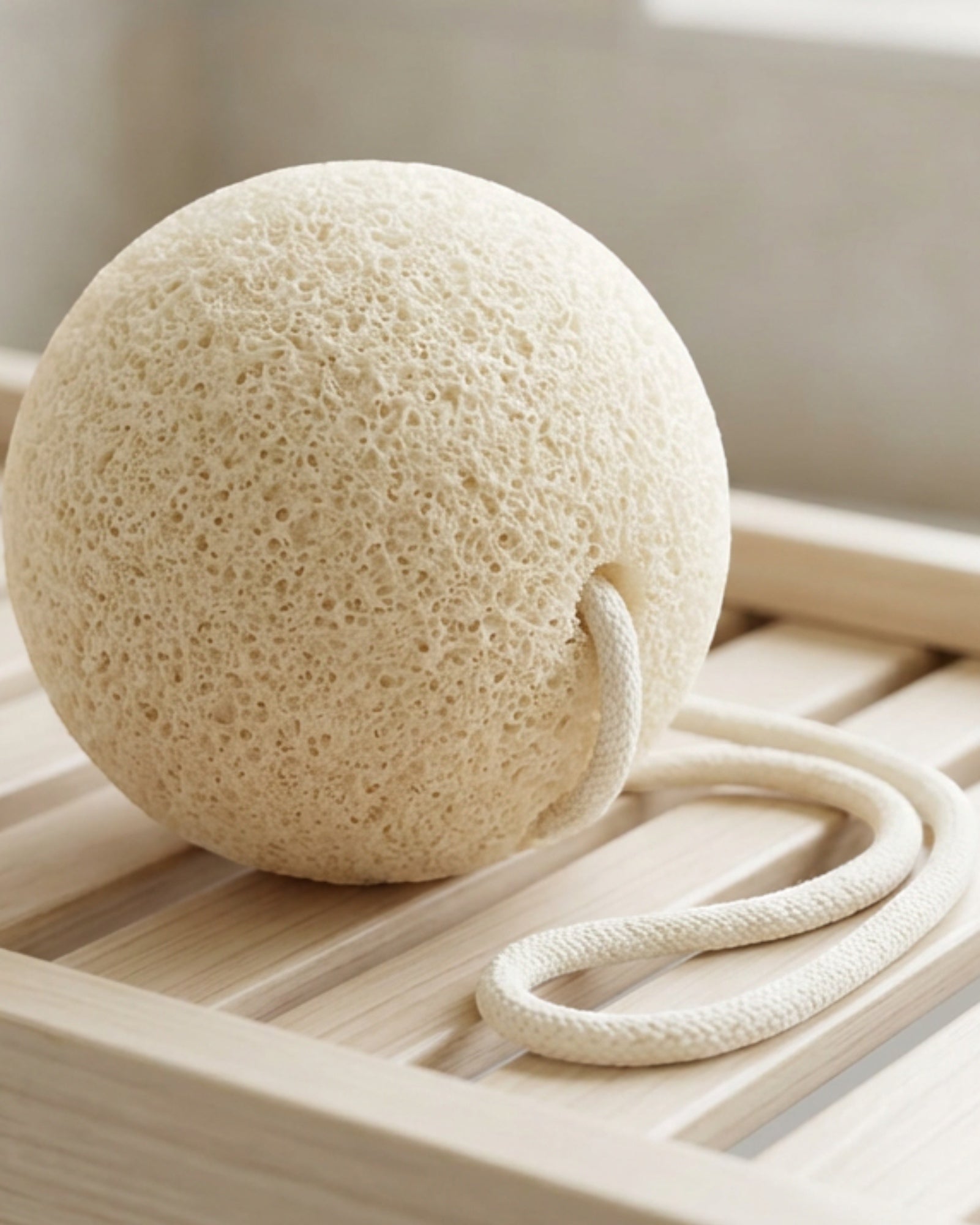Hdkwv Porous Konjac Sponge Bath Ball Ivory - Lifestyle view