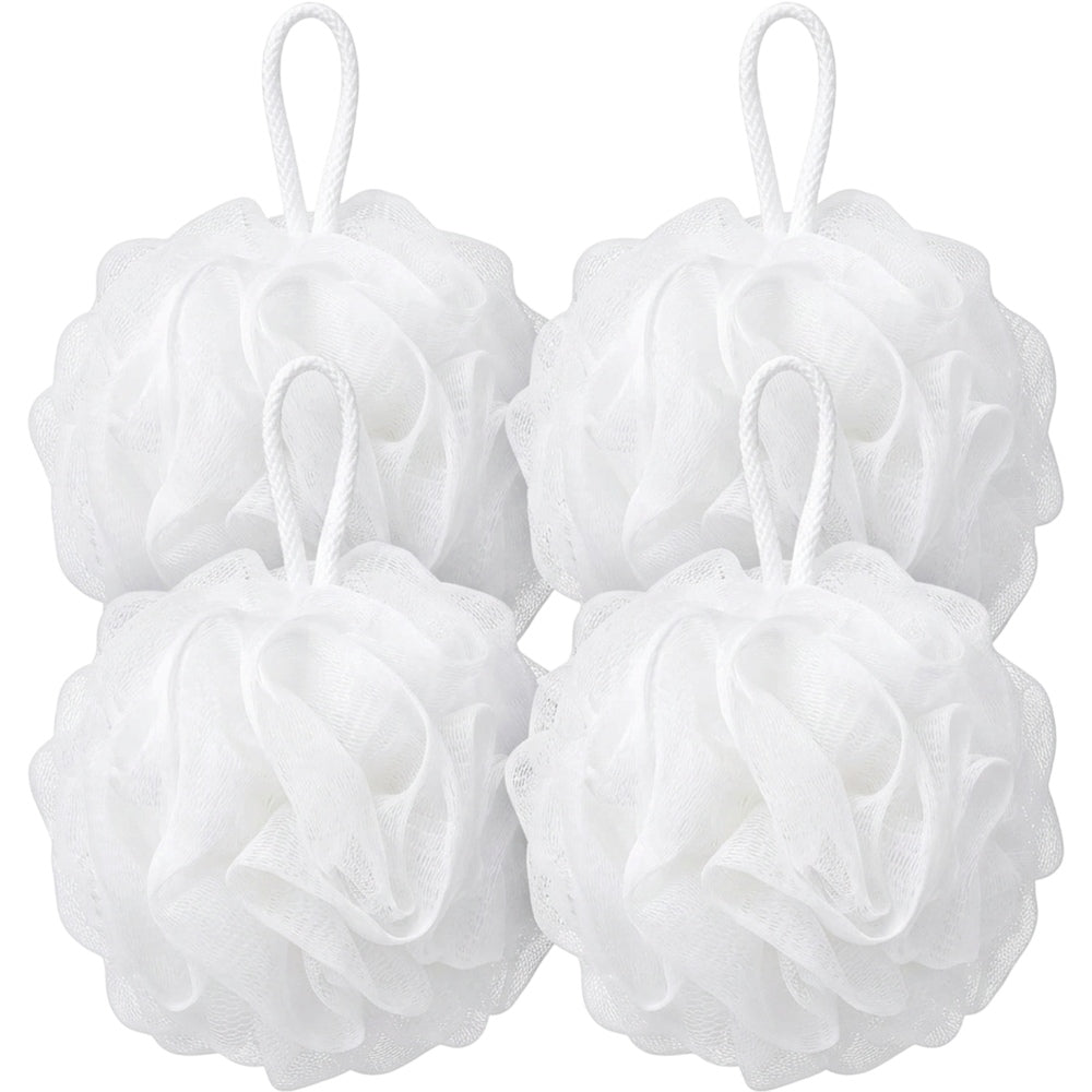 Hdkwv Soft Mesh Bath Pouf Cloud White 4 Pack
